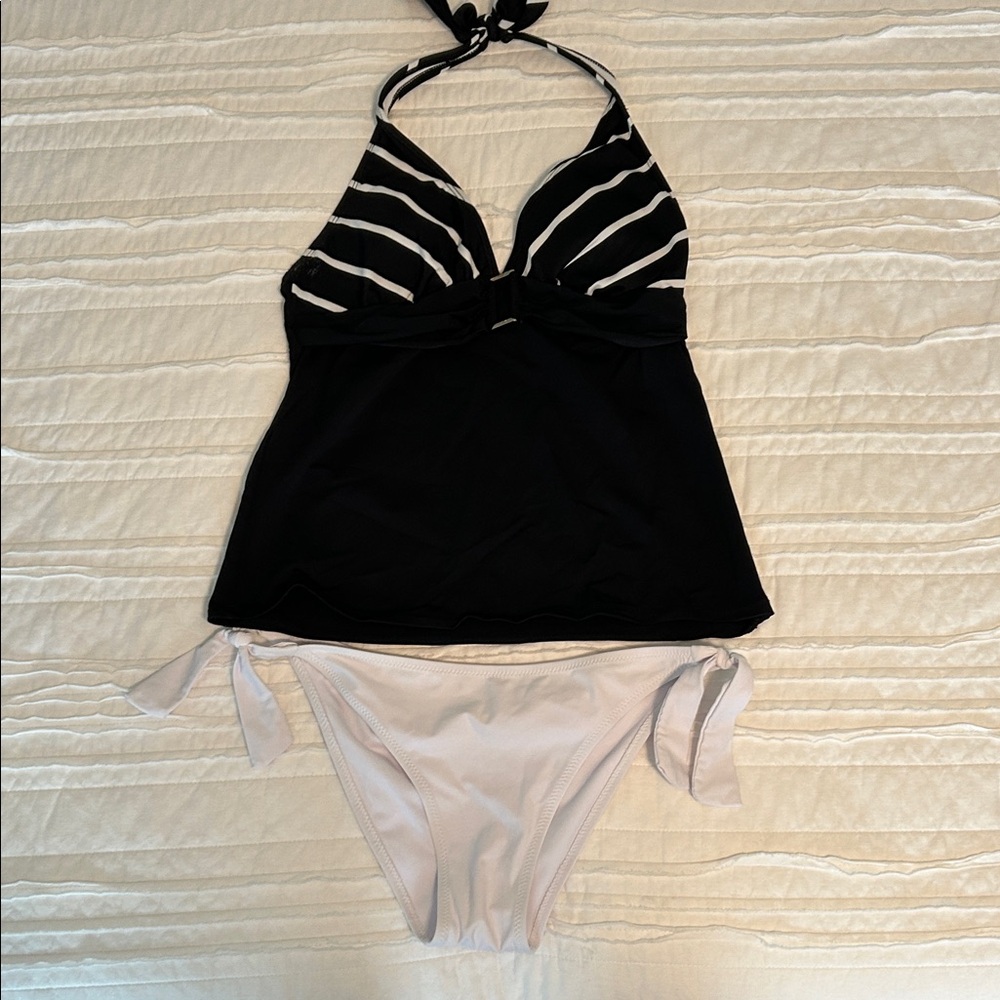 American Living Black & White Tankini Bikini Set